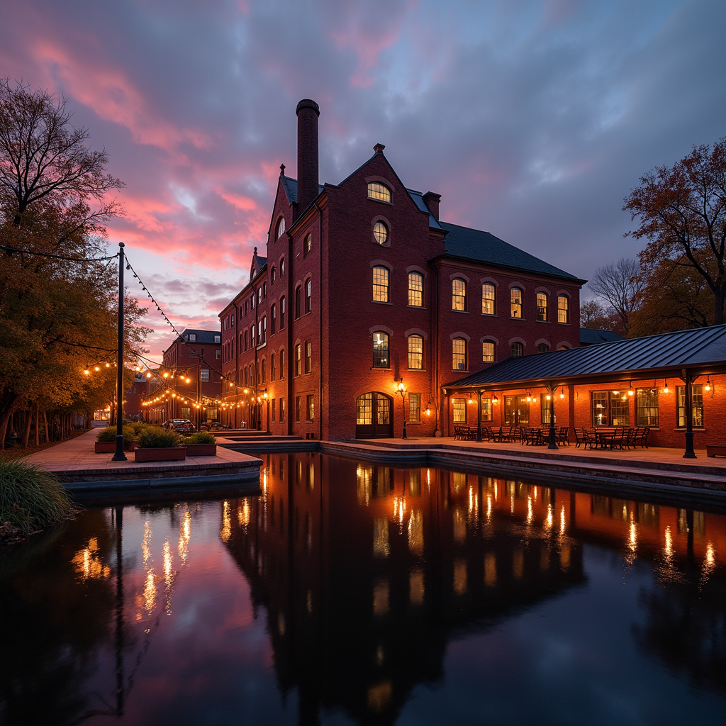 Mill exterior at dusk